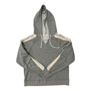 The Nines Gray Hoodie with Lace & Braided Sleeves Size S Women